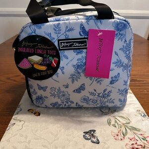 Betsey Johnson White and Blue Floral Tote